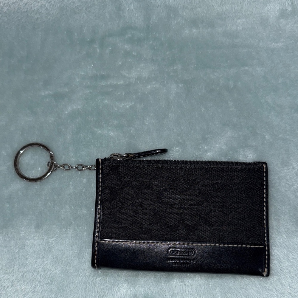 Coach Black Keychain mini skinny ID case